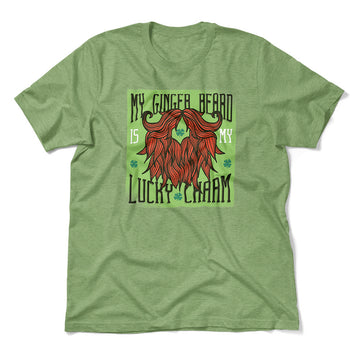 My Ginger Beard Is My Lucky Charm Men/Unisex T-Shirt in Heather Green color
